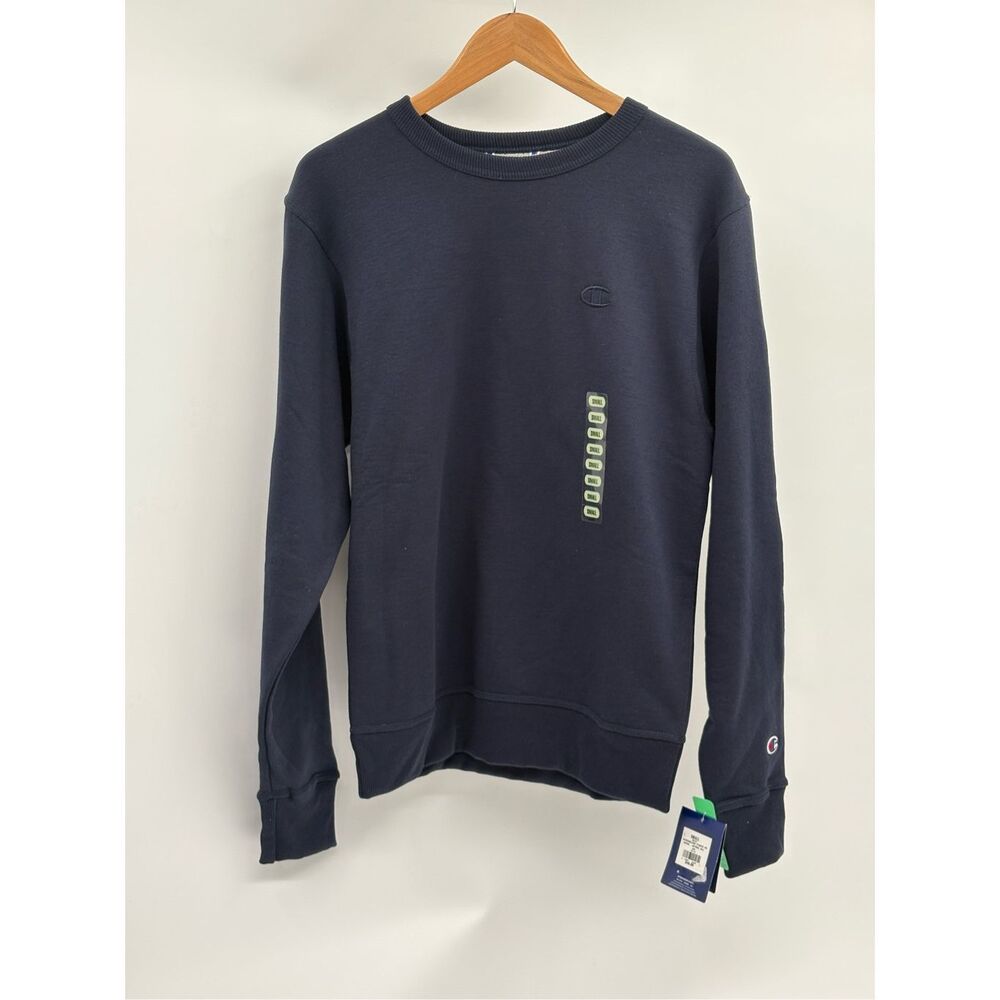 Champion Sweatshirt Pullover Crewneck Men Small Dark Navy Blue‎ Long Sleeve New